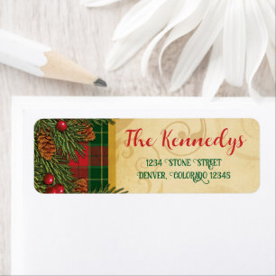 Traditionelle Weihnachts-Karierte Tartan-Adresse