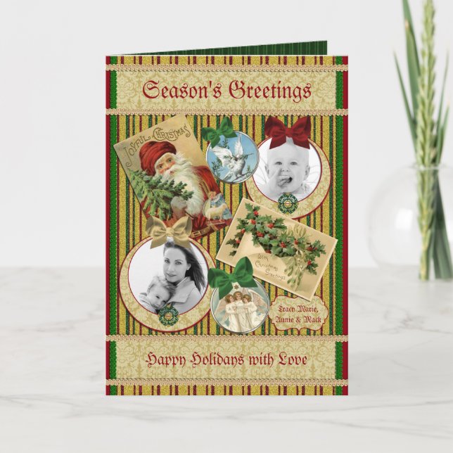 Traditionelle Weihnachts-Klassik-Foto-Rahmen Karte (Vorderseite)