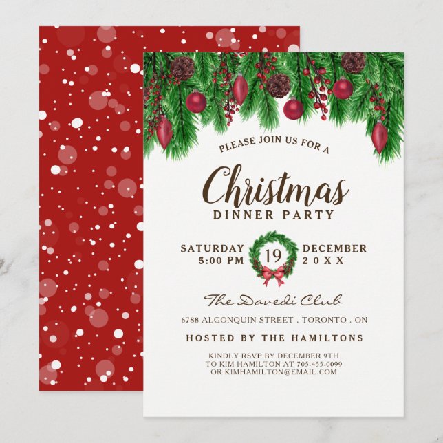 Traditionelle Weihnachts-Party Einladung (Vorne/Hinten)
