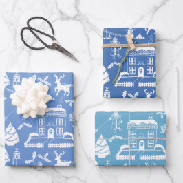 Traditionelle Weihnachts-Winterlandschaft Geschenkpapier Set