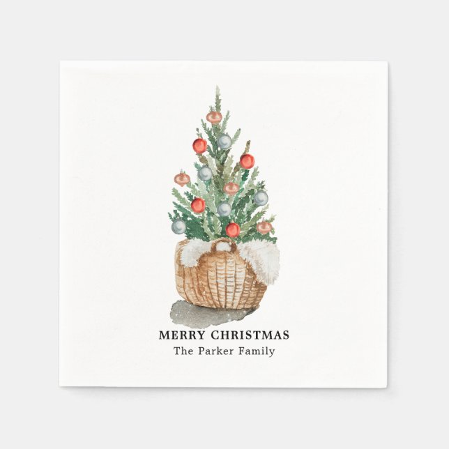 Traditionelle Weihnachtsbaum mit Monogramm Serviet Serviette (Vorderseite)