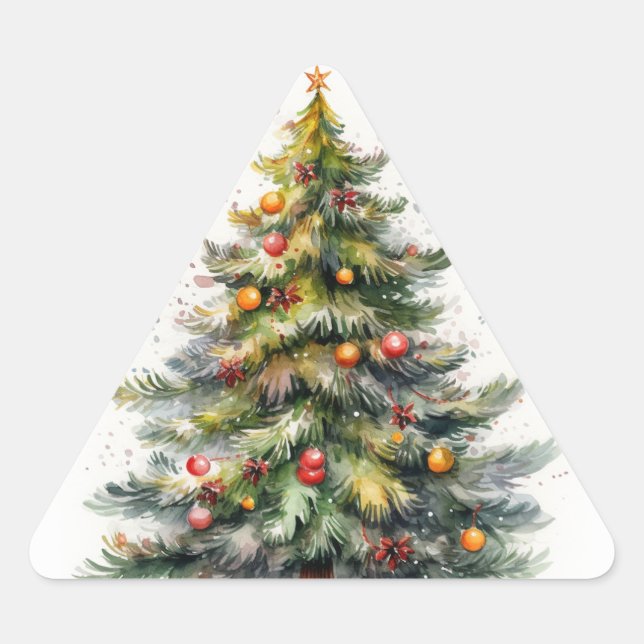 Traditionelle Weihnachtsbaumkleber Dreieckiger Aufkleber (Vorderseite)