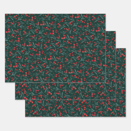 Traditionelle Weihnachtsbeeren Geschenkpapier Set