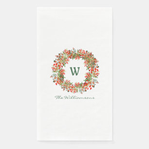 Traditionelle Weihnachtsfeiertag Monogramm Name Fe Serviette