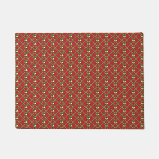 Traditionelle Weihnachtsglocken rot und grün Fußmatte (Vorderseite)