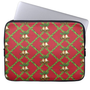 Traditionelle Weihnachtsglocken rot und grün Laptopschutzhülle