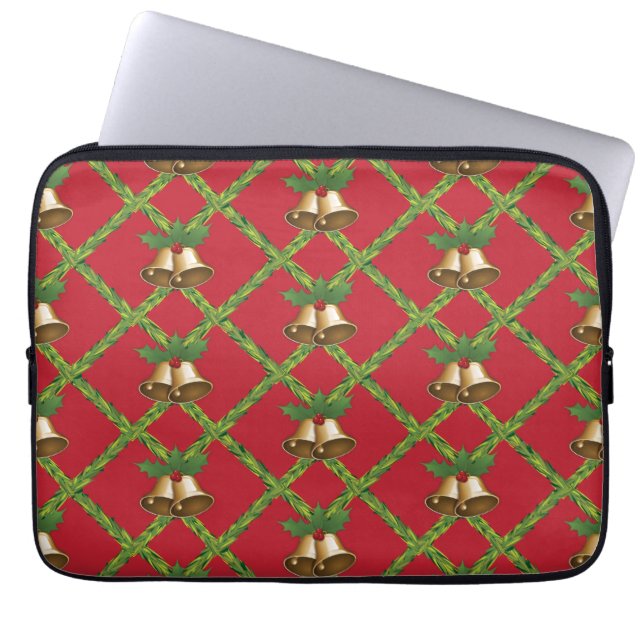 Traditionelle Weihnachtsglocken rot und grün Laptopschutzhülle (Vorderseite)