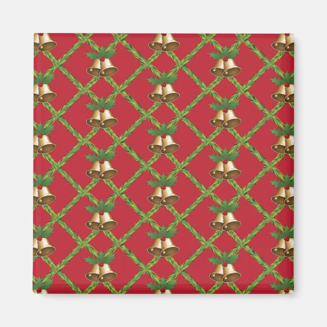 Traditionelle Weihnachtsglocken rot und grün Magnet (Vorne)