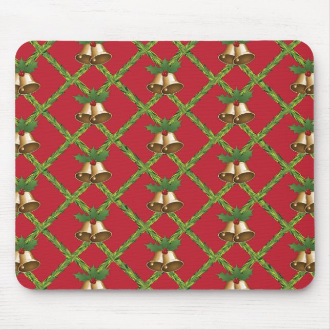 Traditionelle Weihnachtsglocken rot und grün Mousepad (Vorne)