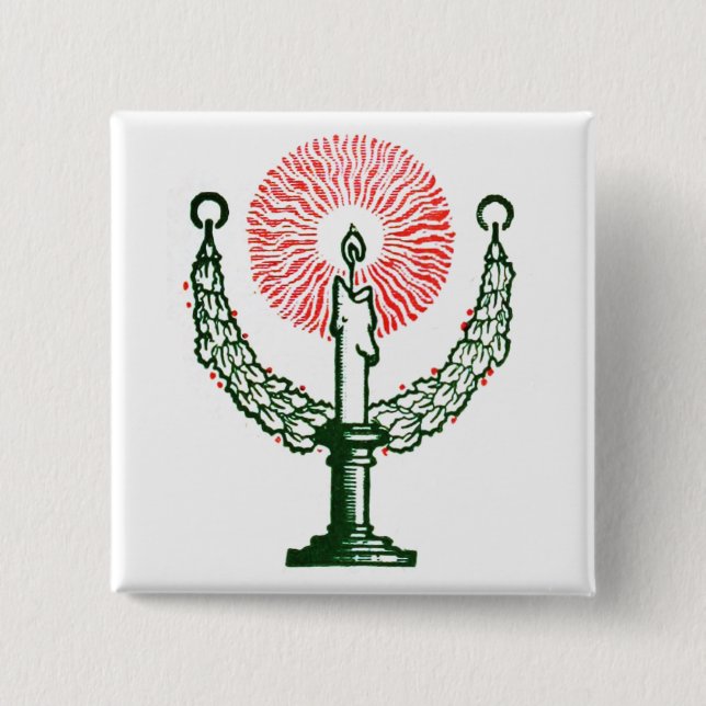 Traditionelle Weihnachtskerze Button (Vorderseite)