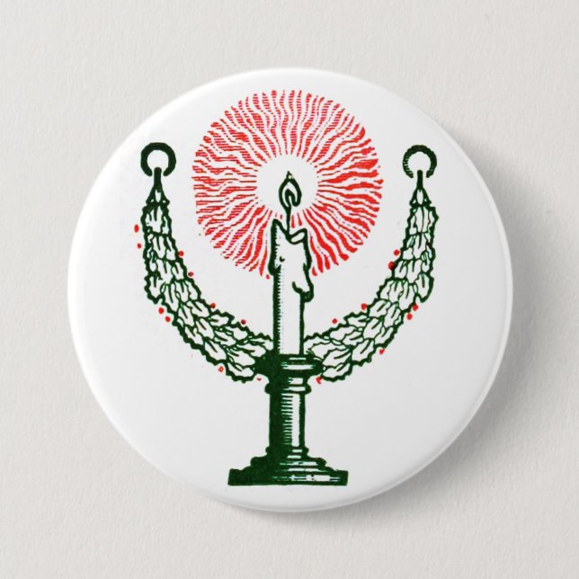 Traditionelle Weihnachtskerze Button (Vorderseite)