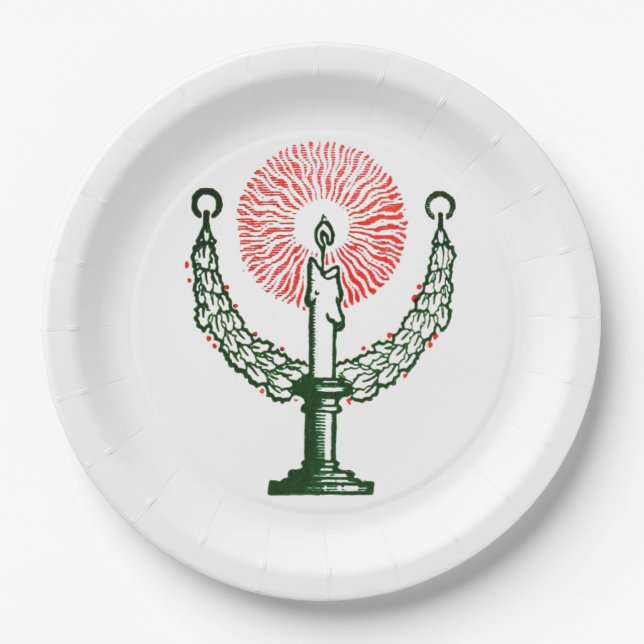 Traditionelle Weihnachtskerze Pappteller (Vorderseite)