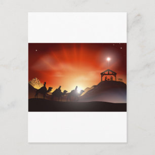 Traditionelle Weihnachtskrippe-Szene Feiertagspostkarte