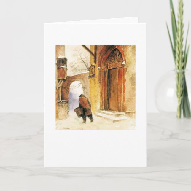 Traditionelle Weihnachtslandschaft Feiertagskarte (Vorderseite)
