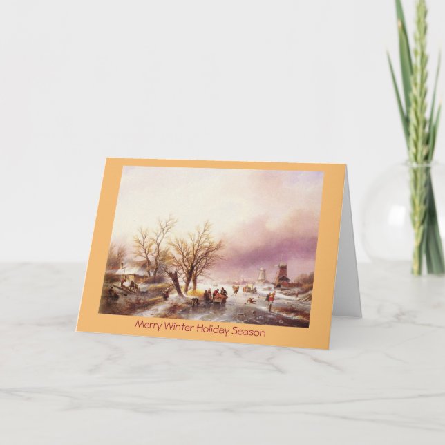 Traditionelle Weihnachtslandschaft Neujahr Karte (Vorderseite)