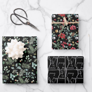 Traditionelle Weihnachtsmuster koordiniert Geschenkpapier Set