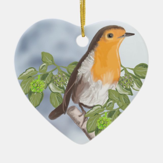 Traditionelle Weihnachtsrobbe und Ivy Keramik Ornament (Vorne)
