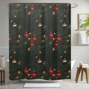 Traditionelle Weihnachtsschmuck Pine Tree Holiday Duschvorhang