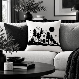 Traditionelle Weihnachtsszene Monochrome Wurfkisse Kissen