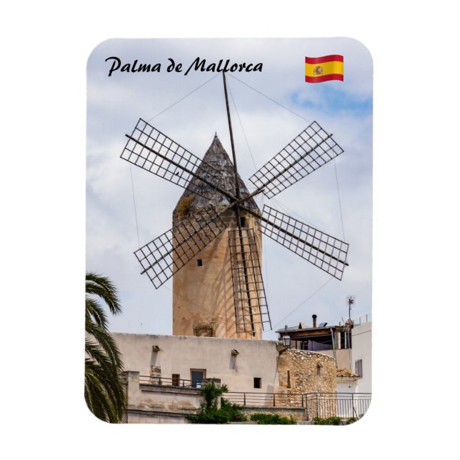 Traditionelle Windmühle in Palma de Mallorca - Spa Magnet (Vertikal)
