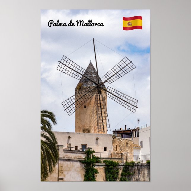 Traditionelle Windmühle in Palma de Mallorca - Spa Poster (Vorne)