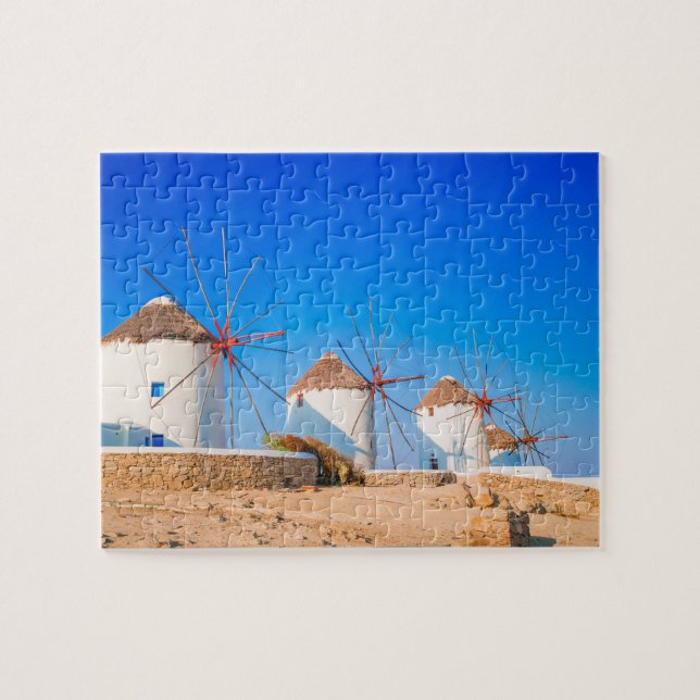 Traditionelle Windmühlen auf Mykonos Island, Griec (Horizontal)