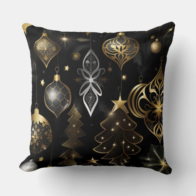 Traditionelle Ziermuster aus Silber und Gold Kissen (Vorderseite)