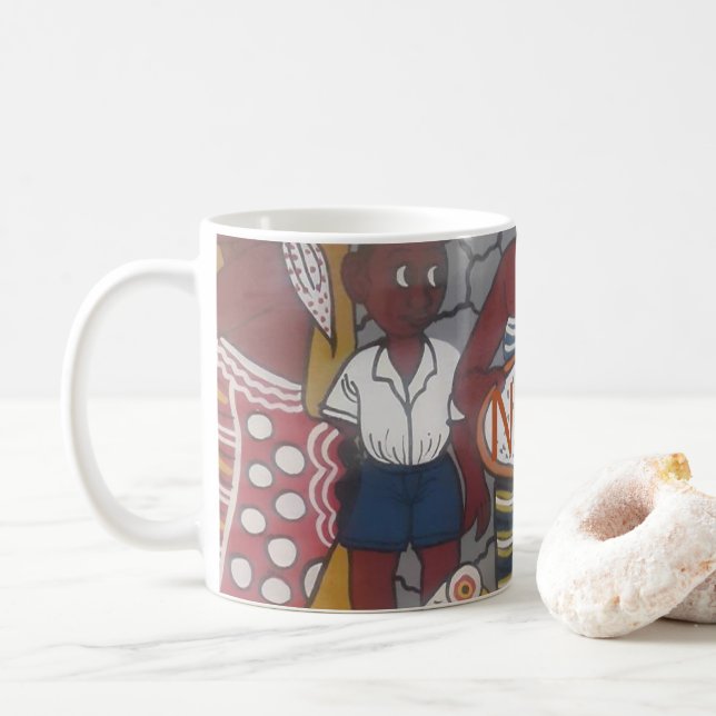 Traditioneller afrikanischer Homestead-Lifestyle Kaffeetasse (Mit Donut)