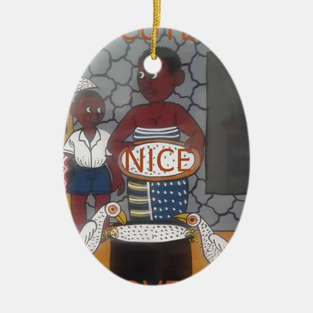 Traditioneller afrikanischer Homestead-Lifestyle Keramik Ornament (Vorne)