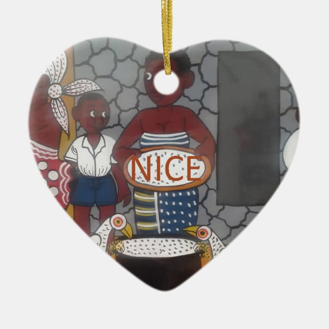 Traditioneller afrikanischer Homestead-Lifestyle Keramikornament (Vorne)