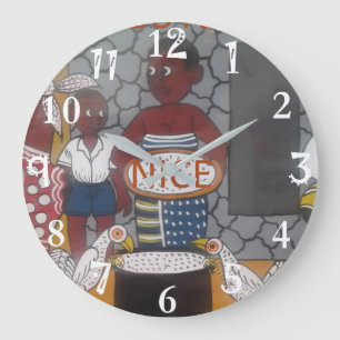 Traditioneller afrikanischer Lebensstil im Gehöft Große Wanduhr
