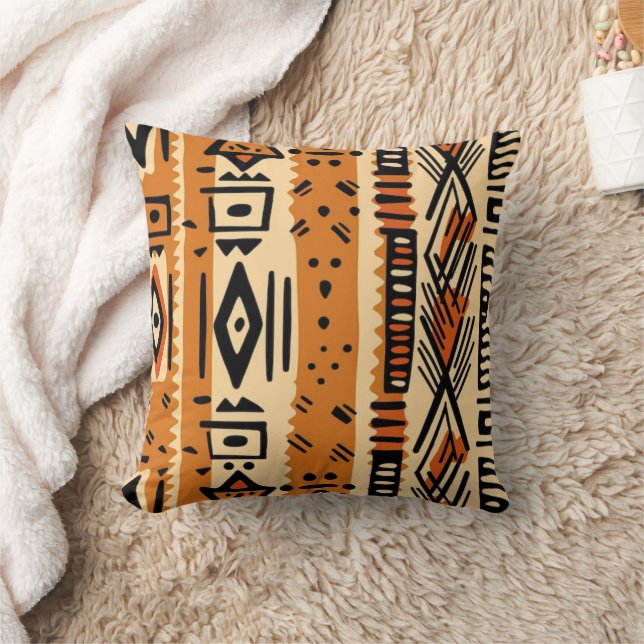 Traditioneller afrikanischer Mudtuchdruck Kissen (Decke)