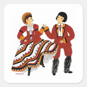 Traditioneller Anzug aus Korsika, Frankreich Quadratischer Aufkleber