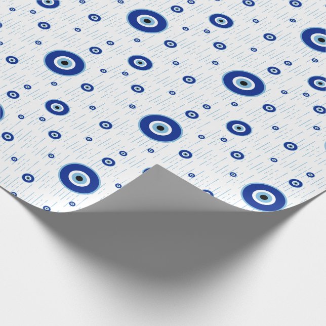 Traditioneller blauer Nazar-Bösartiger Augenweide Geschenkpapier (Ecke)