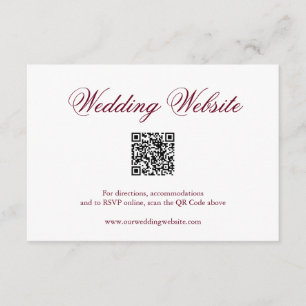 Traditioneller Burgund QR Code Elegante Hochzeit Begleitkarte
