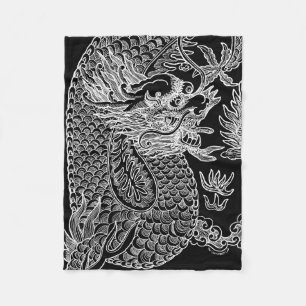 Traditioneller chinesischer Drache, der Schwarz Ze Fleecedecke