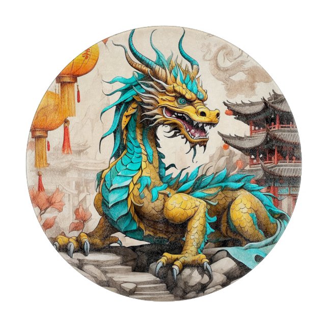 Traditioneller chinesischer Drache für das chinesi Schneidebrett (Vorderseite)
