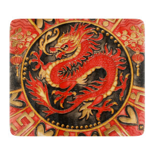 Traditioneller chinesischer Drache Red Gold Golden Schneidebrett