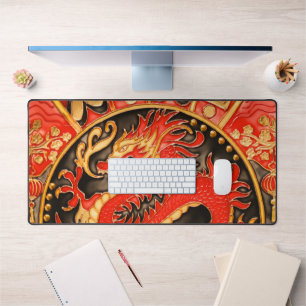 Traditioneller chinesischer Drache Red Gold Golden Schreibtischunterlage