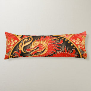 Traditioneller chinesischer Drache Red Gold Golden Seitenschläferkissen