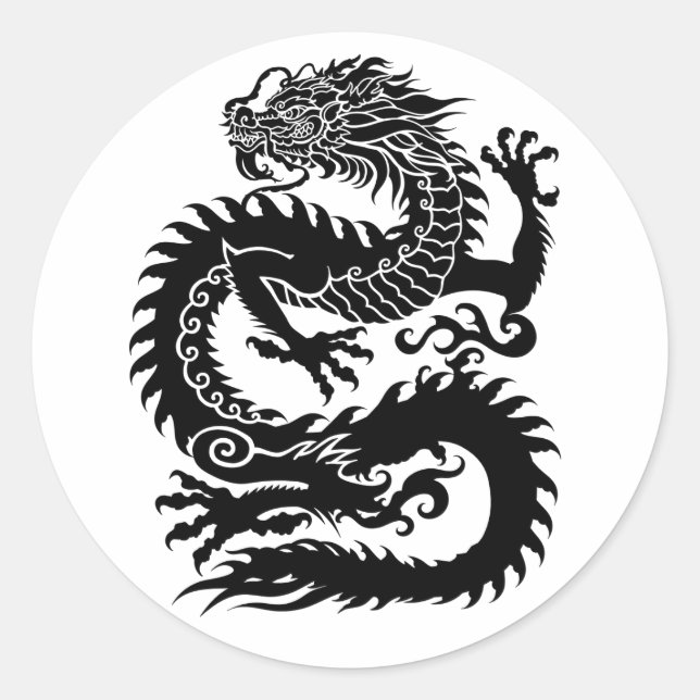 Traditioneller chinesischer Dragon Classic Round S Runder Aufkleber (Vorderseite)