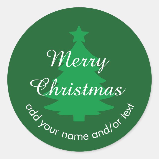 Traditioneller Classic Green Custom Weihnachtsaufk Runder Aufkleber (Vorderseite)