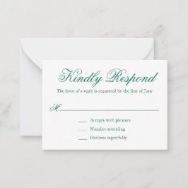 Traditioneller Emerald Green Formal Mini Wedding R Mitteilungskarte