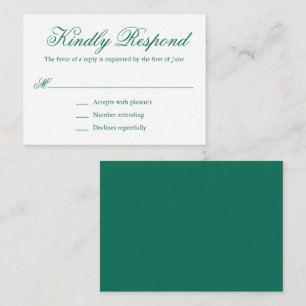 Traditioneller Emerald Green Formal Mini Wedding R Mitteilungskarte
