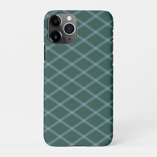 Traditioneller Forest Green Art Deco Rhombus iPhone Hülle (Rückseite)