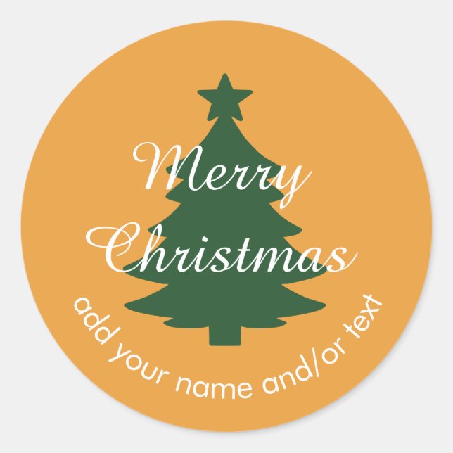 Traditioneller Golden Orange Weihnachtsaufkleber Runder Aufkleber (Vorderseite)