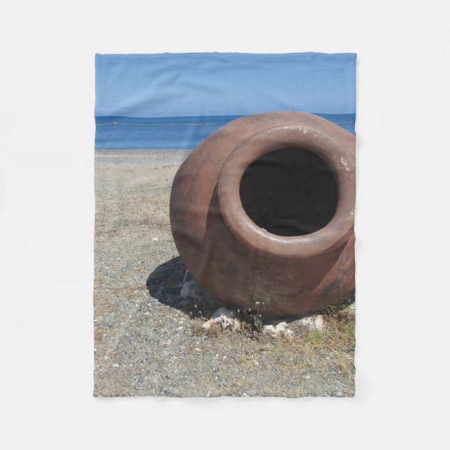 Traditioneller griechischer Terracotta Pot am Stra Fleecedecke (Vorderseite)