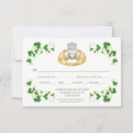 Traditioneller Irischer Claddagh Ring und Kleeblät RSVP Karte