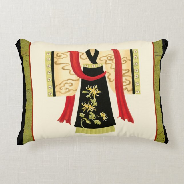 Traditioneller japanischer Kimono mit Blumendruck Dekokissen (Vorderseite)
