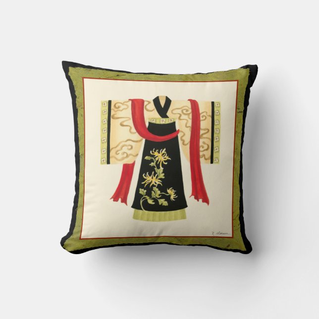 Traditioneller japanischer Kimono mit Blumendruck Kissen (Vorderseite)